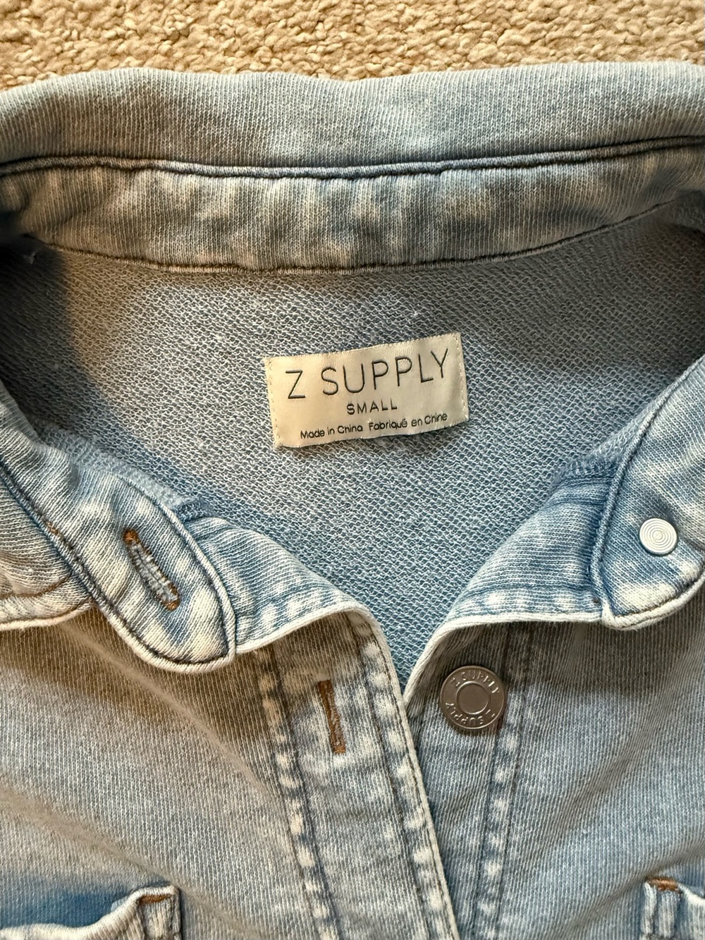 Z Supply All Day Denim Jacket Washed Indigo Size Small Oversized Shacket - Picture 11 of 13